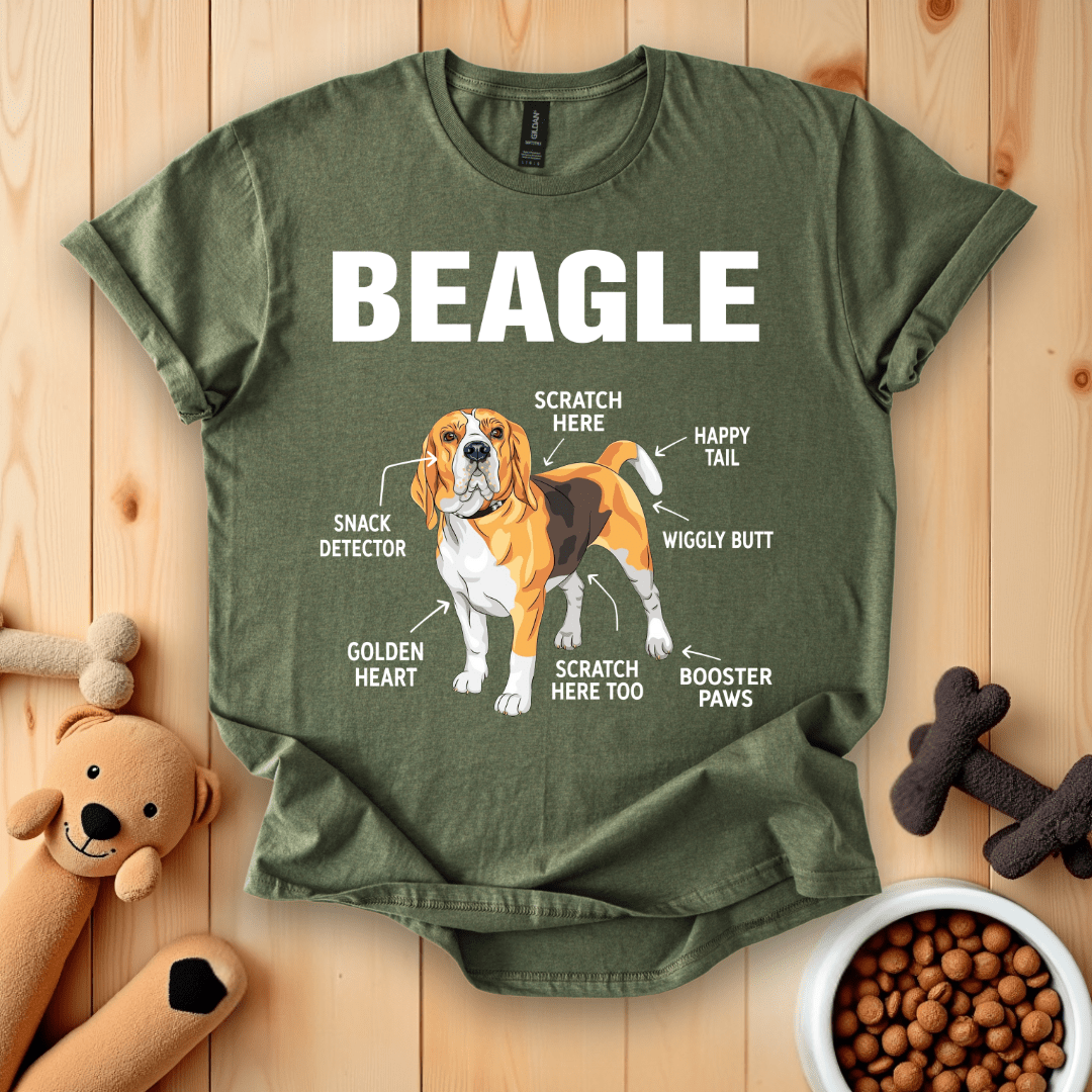 Military Green / S Beagle Dog Anatomy T-Shirt