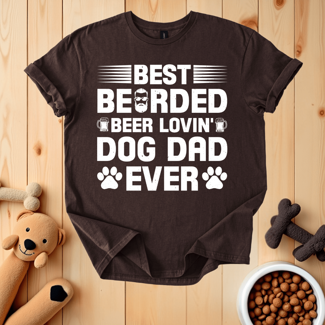 Dark Chocolate / S Best Bearded Beer Lovin' Dog Dad Ever T-Shirt