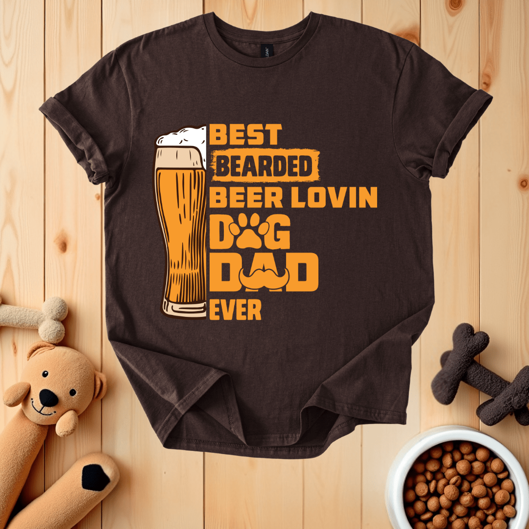Dark Chocolate / S Best Bearded Beer Lovin Dog Dad Ever T-Shirt