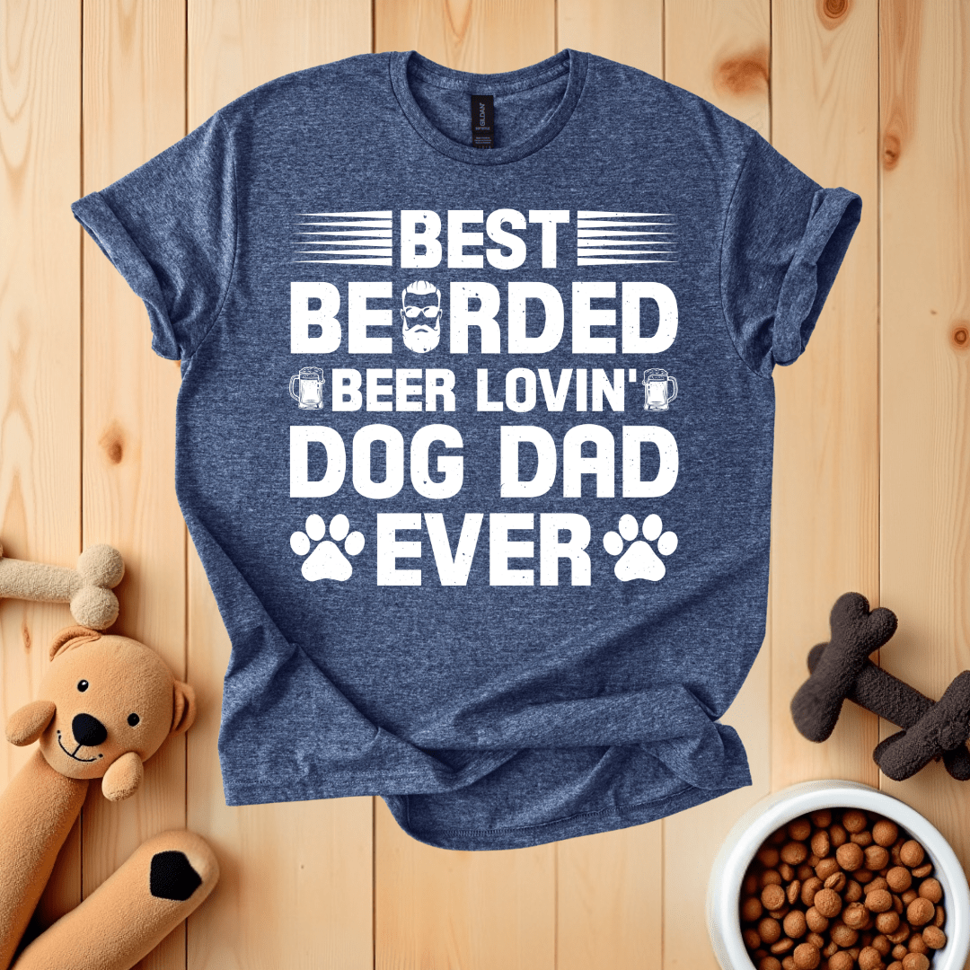 Heather Navy / S Best Bearded Beer Lovin' Dog Dad Ever T-Shirt
