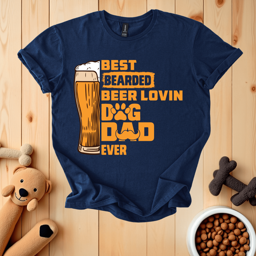 Navy / S Best Bearded Beer Lovin Dog Dad Ever T-Shirt