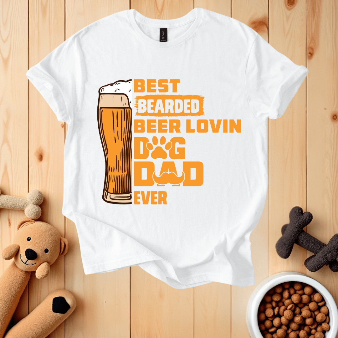White / S Best Bearded Beer Lovin Dog Dad Ever T-Shirt