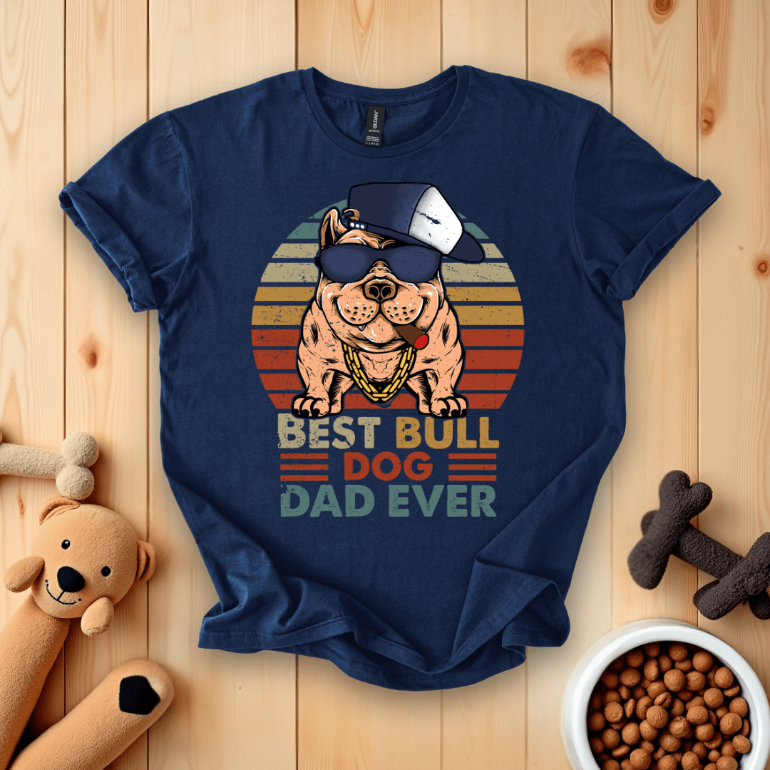 Navy / S Best Bull Dog Dad Ever T-Shirt