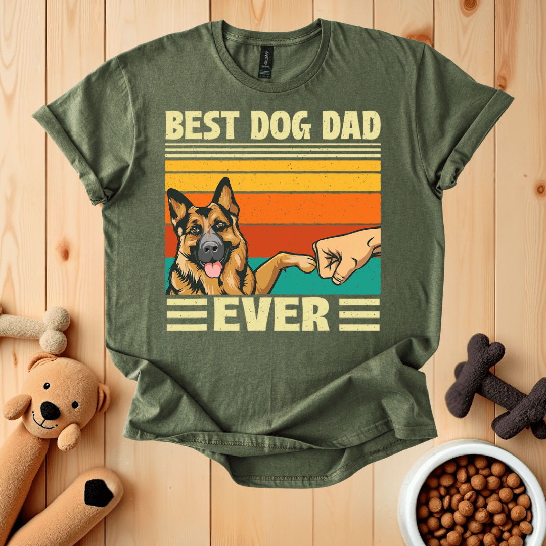 Military Green / S Best Dog Dad Ever German Shepherd T-Shirt
