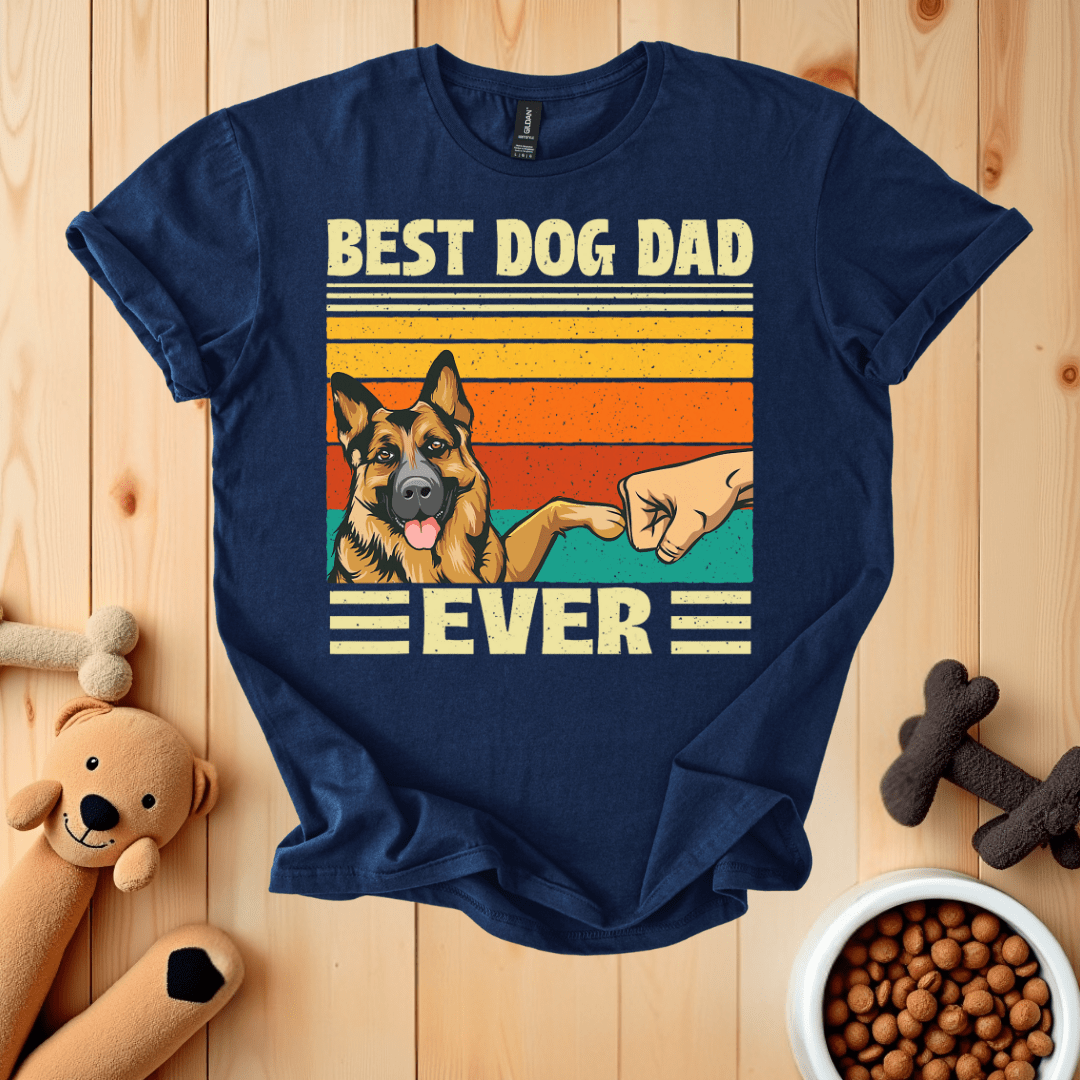 Navy / S Best Dog Dad Ever German Shepherd T-Shirt