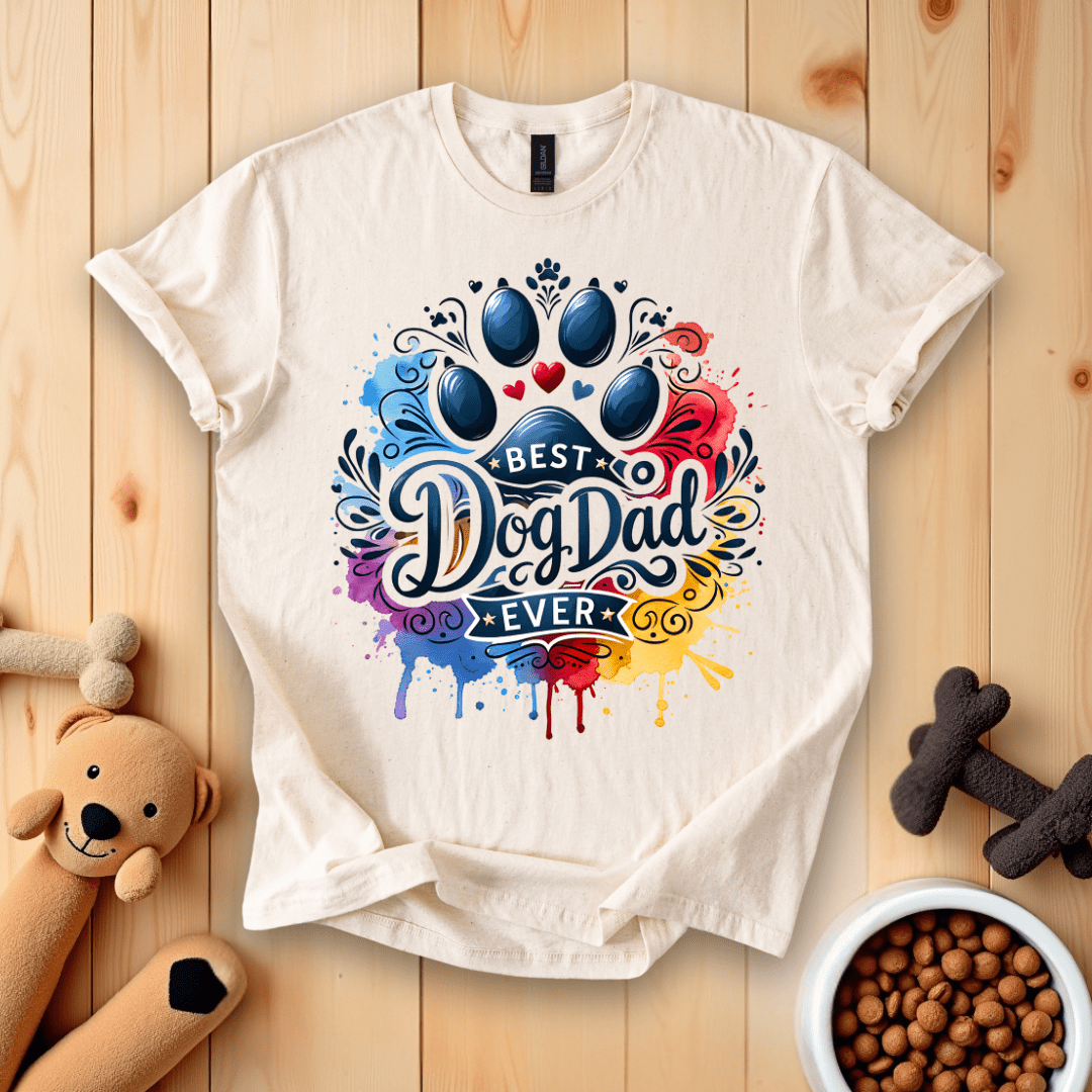 Natural / S Best Dog Dad Ever T-Shirt