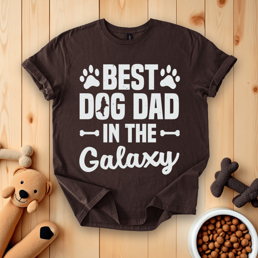 Dark Chocolate / S Best Dog Dad In The Galaxy T-Shirt