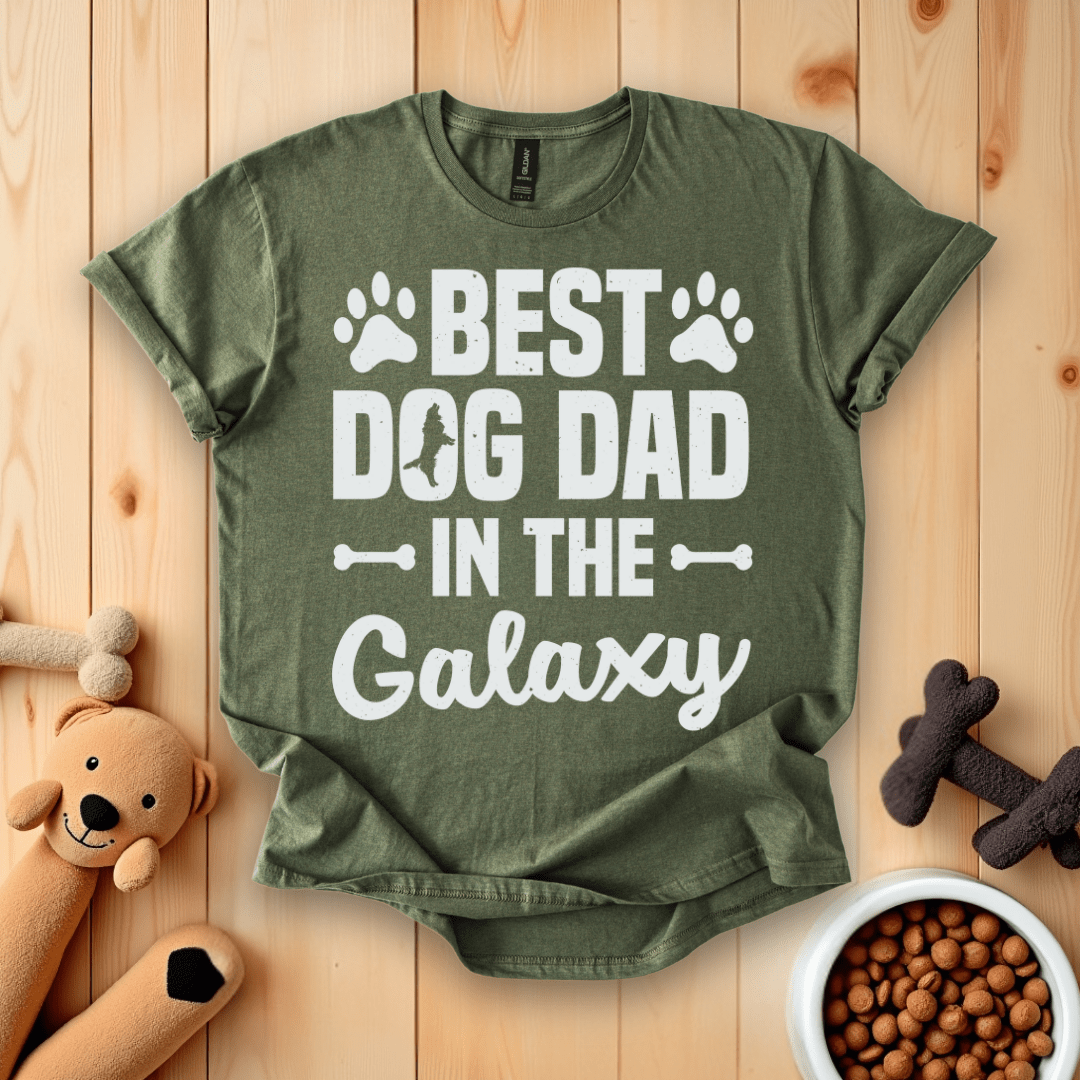Military Green / S Best Dog Dad In The Galaxy T-Shirt