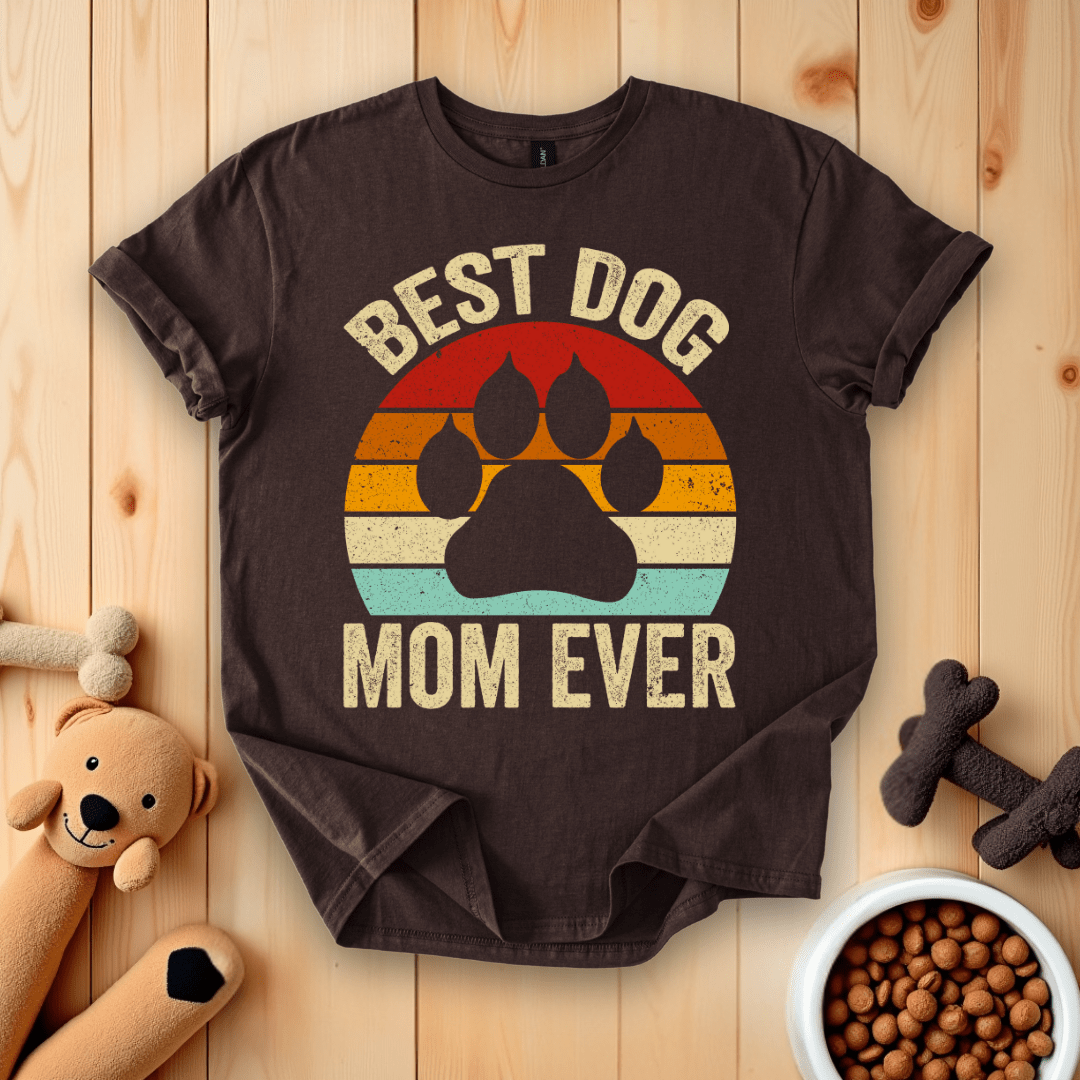 Dark Chocolate / S Best Dog Mom Ever Retro T-Shirt