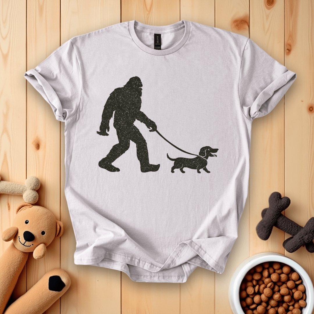 Ice Grey / S Bigfoot Walking Dachshund Dog T-Shirt