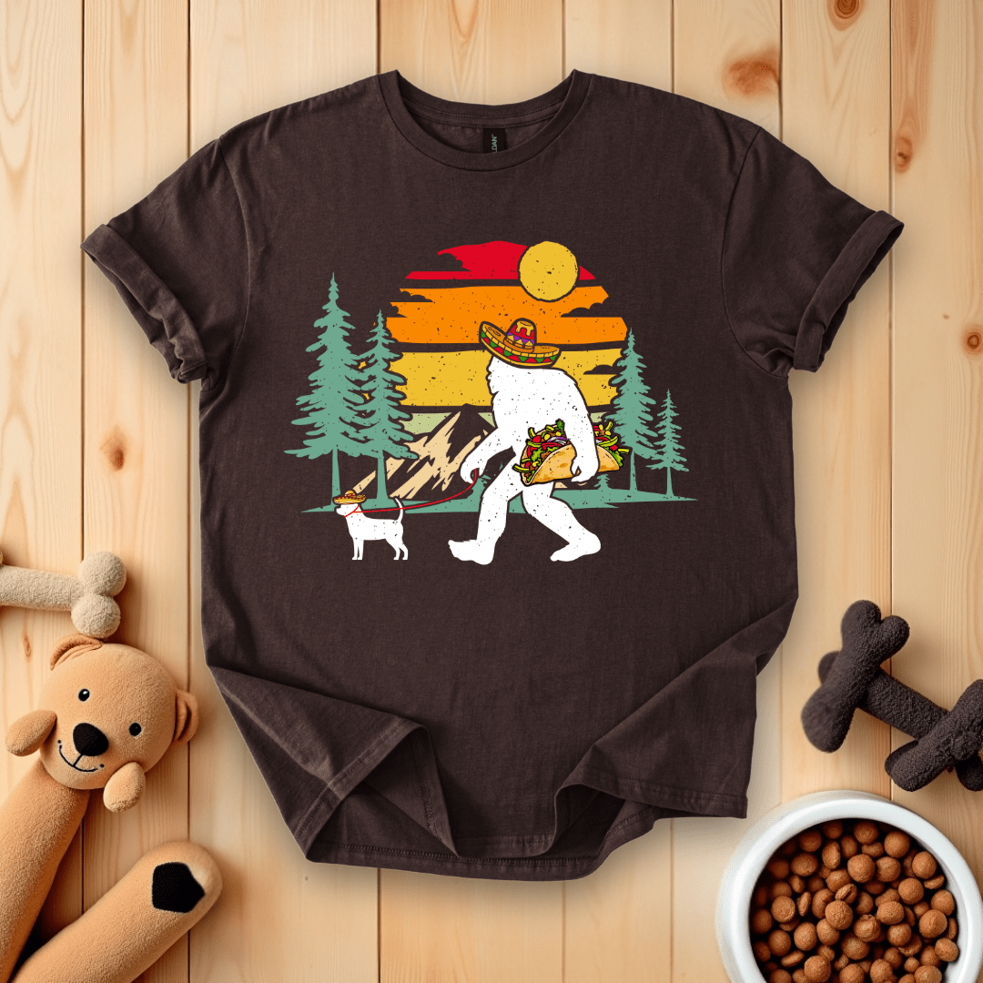 Dark Chocolate / S Bigfoot Walking Dog Cinco De Mayo T-Shirt