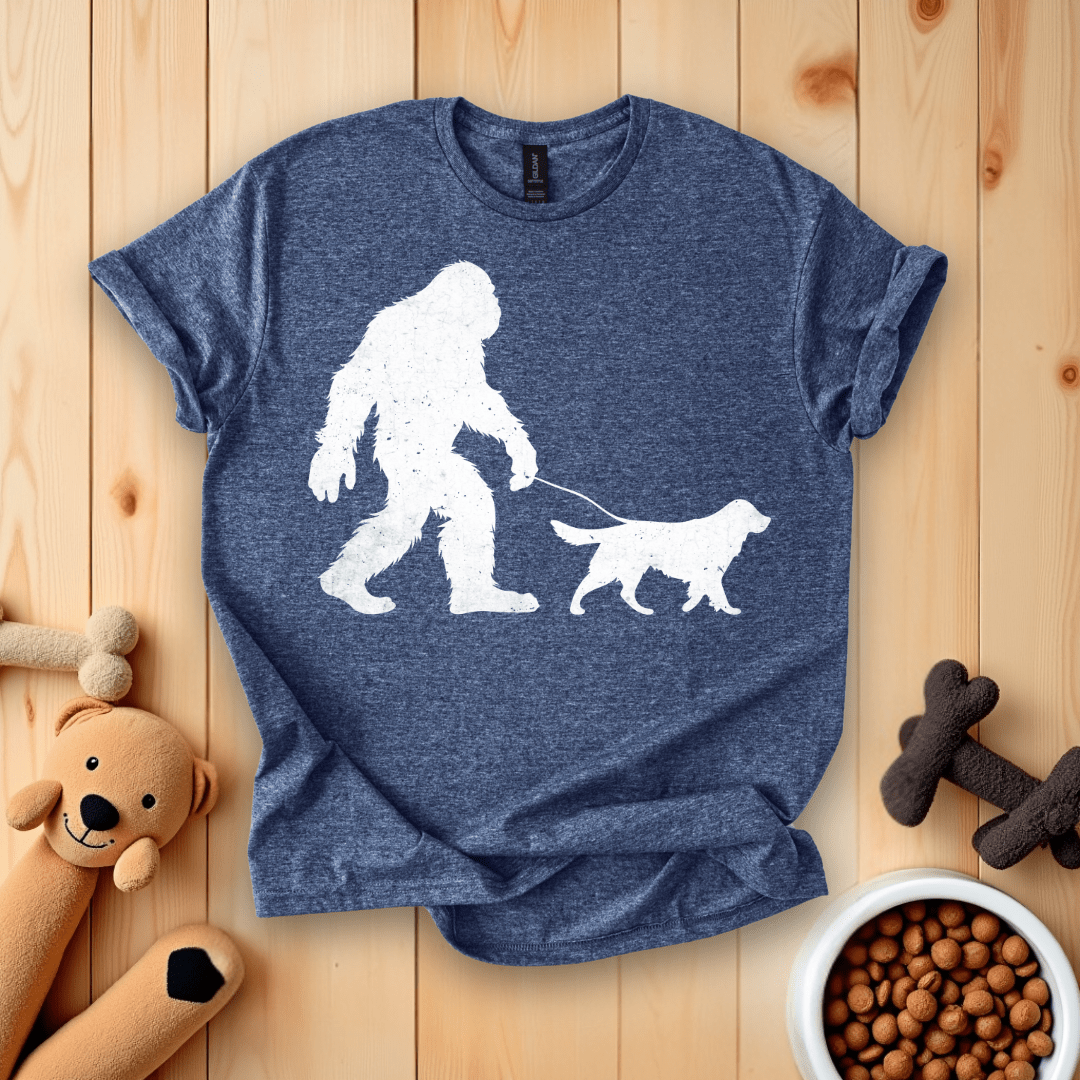 Heather Navy / S Bigfoot Walking Dog T-Shirt