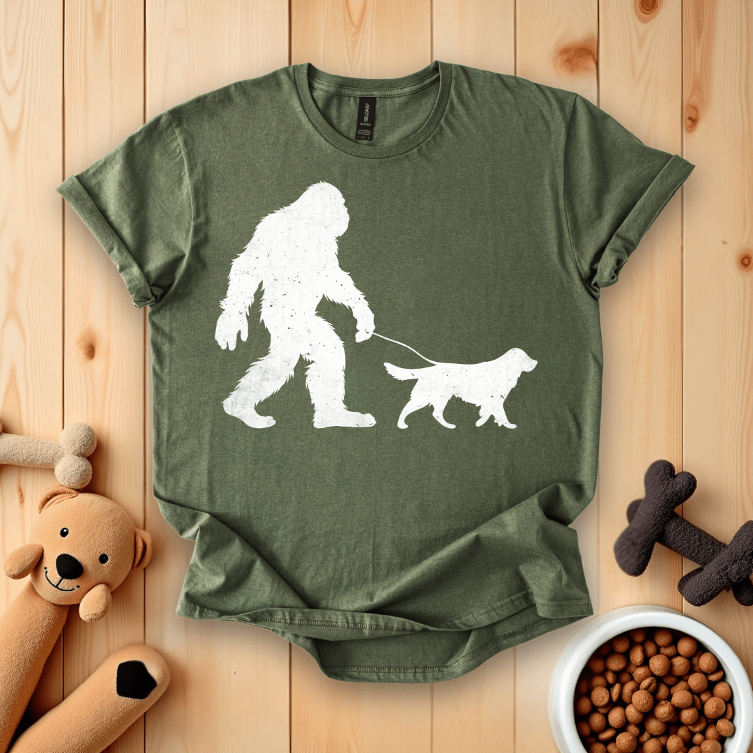 Military Green / S Bigfoot Walking Dog T-Shirt
