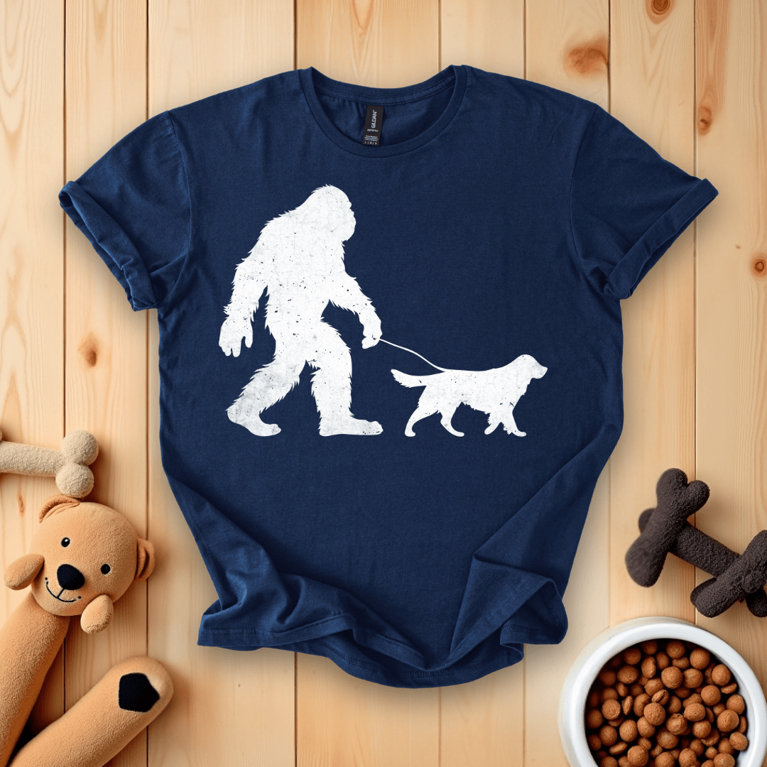 Navy / S Bigfoot Walking Dog T-Shirt
