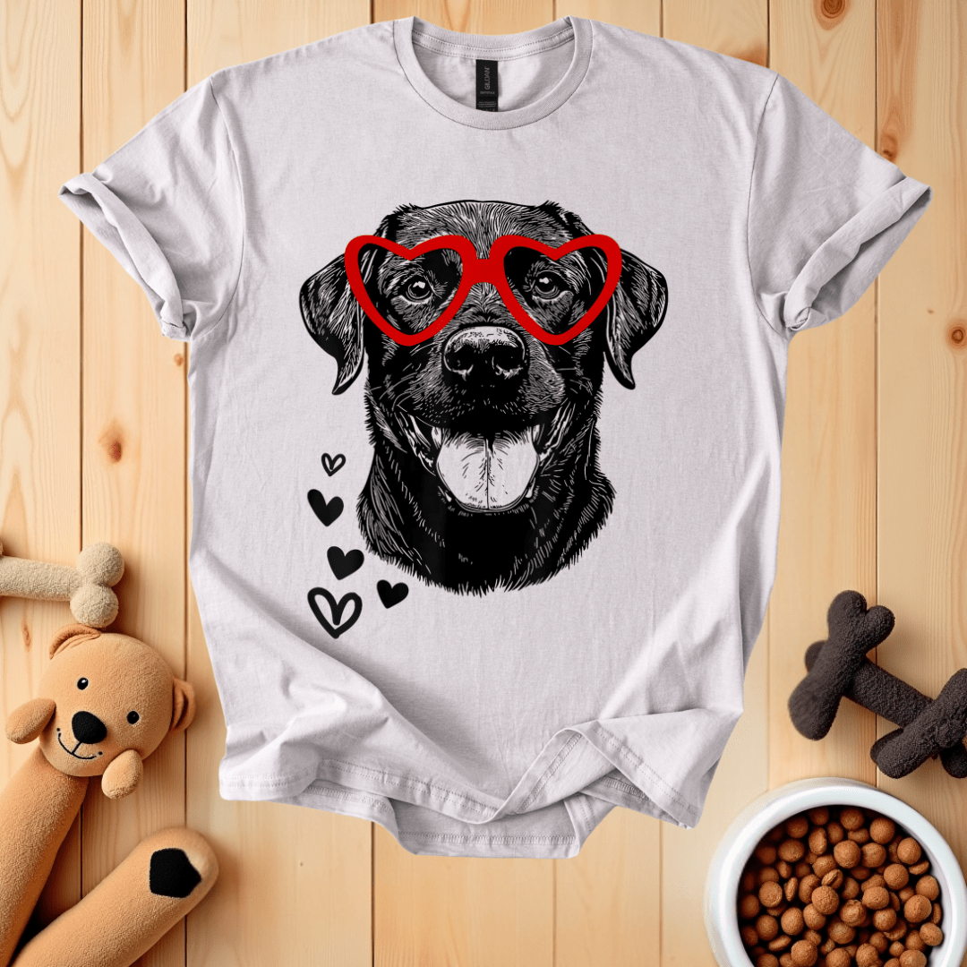 Ice Grey / S Black Lab Valentine's Day T-Shirt