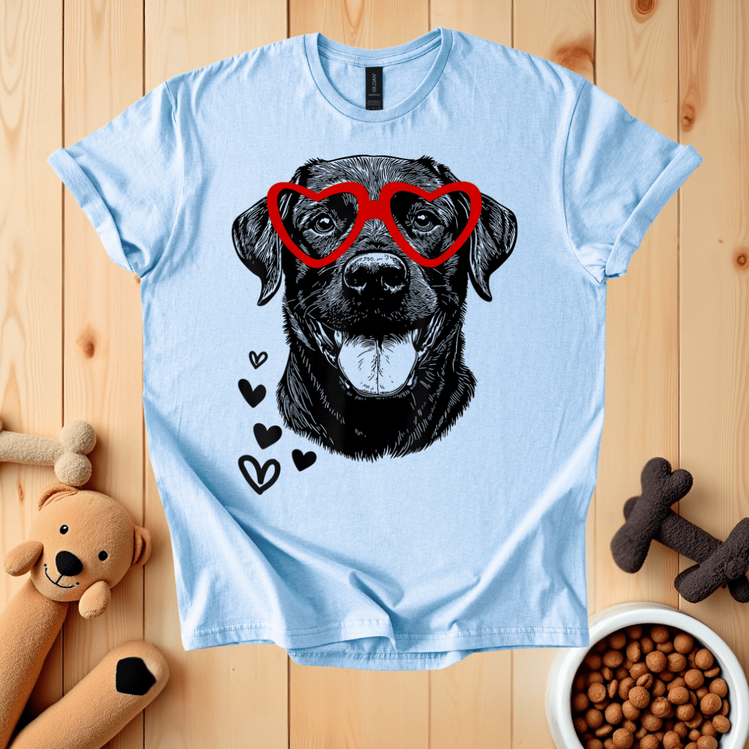 Light Blue / S Black Lab Valentine's Day T-Shirt