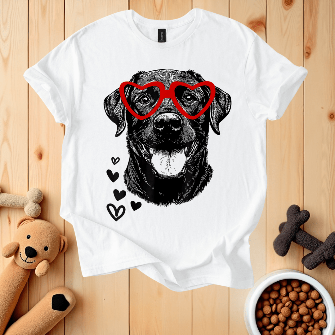 White / S Black Lab Valentine's Day T-Shirt