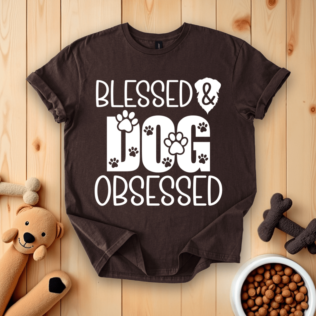 Dark Chocolate / S Blessed & Dog Obsessed T-Shirt