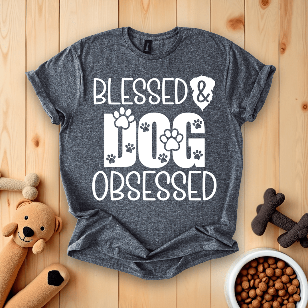Dark Heather / S Blessed & Dog Obsessed T-Shirt