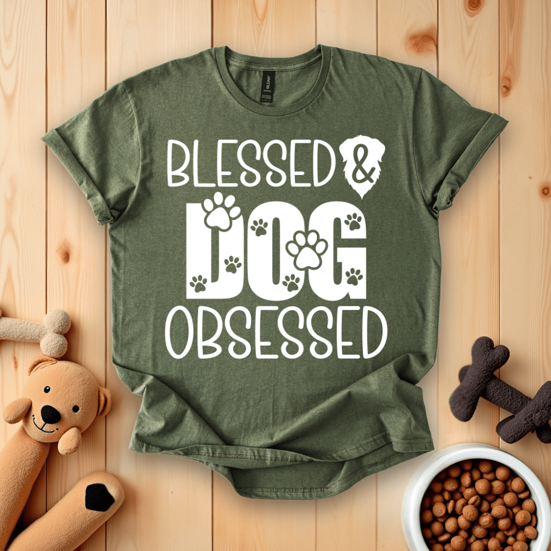Military Green / S Blessed & Dog Obsessed T-Shirt