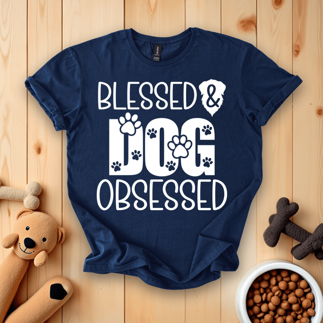 Navy / S Blessed & Dog Obsessed T-Shirt