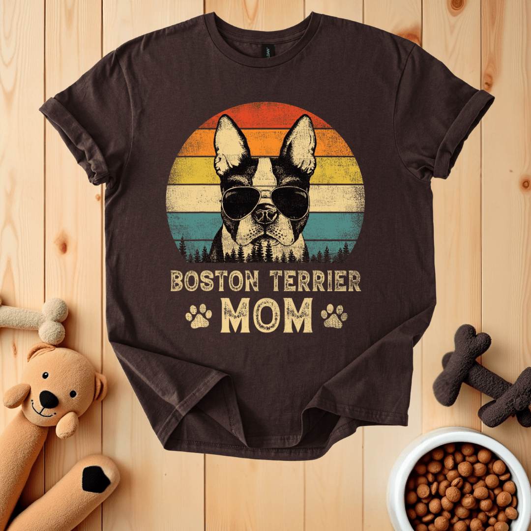 Dark Chocolate / S Boston Terrier Mom T-Shirt