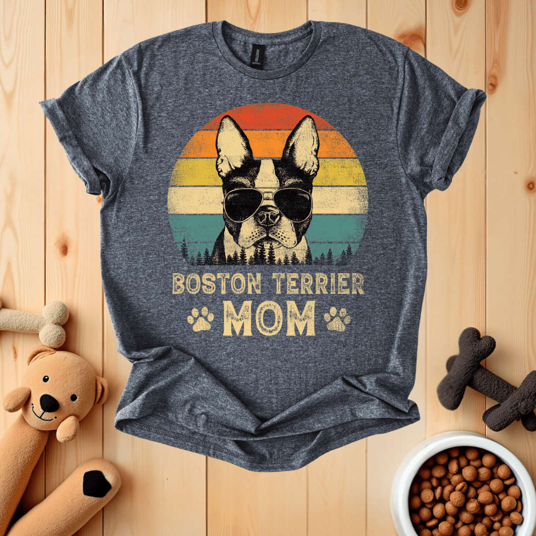 Dark Heather / S Boston Terrier Mom T-Shirt