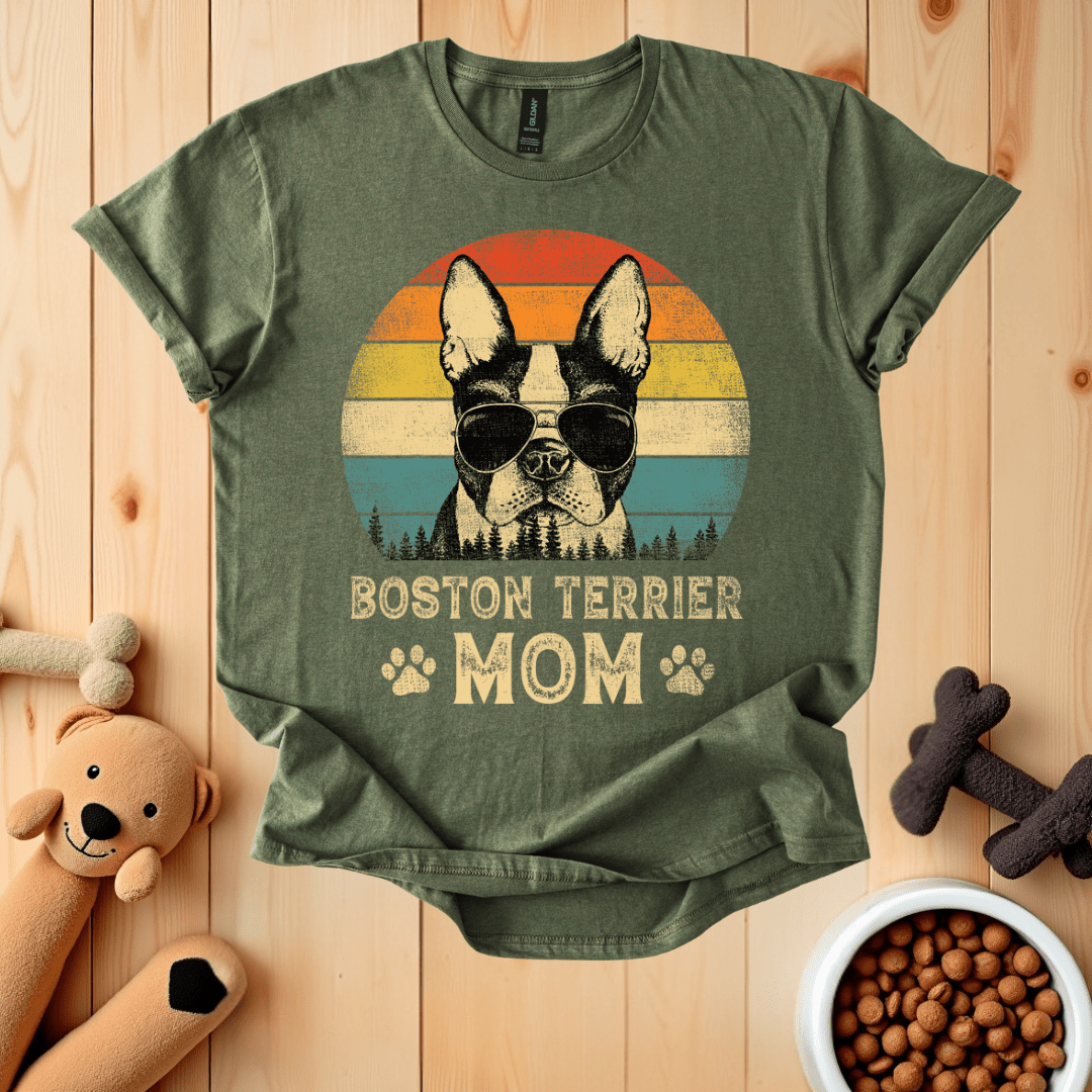 Military Green / S Boston Terrier Mom T-Shirt