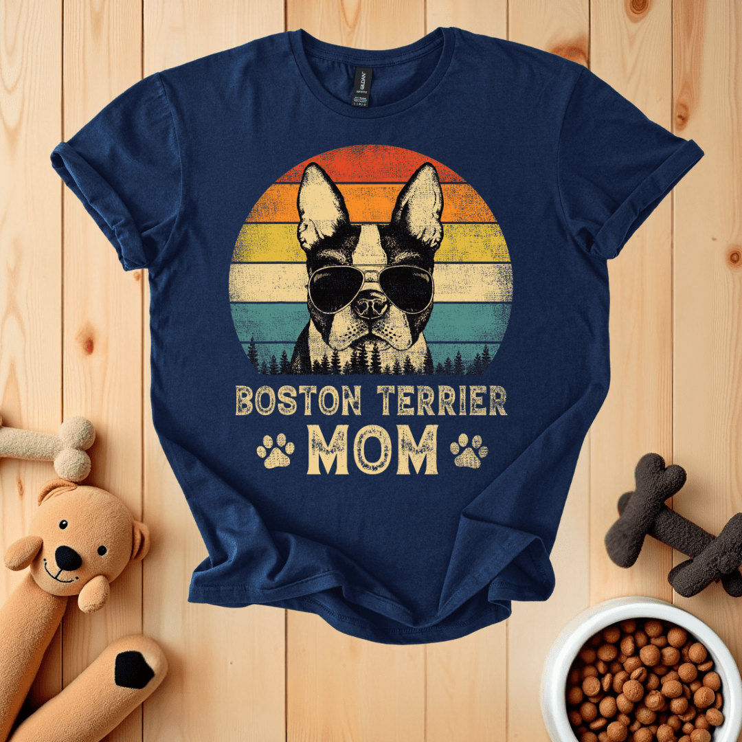 Navy / S Boston Terrier Mom T-Shirt