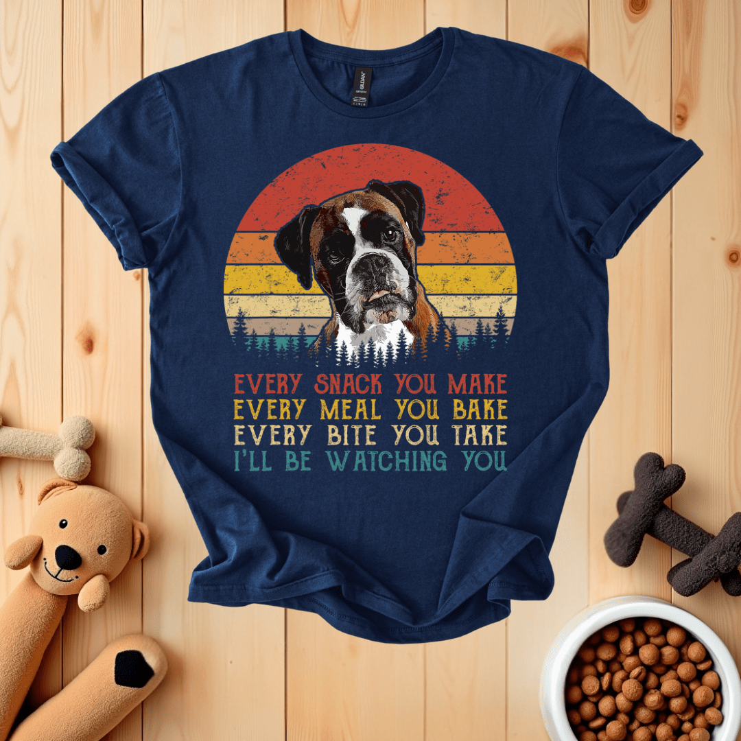 Navy / S Boxer Dog Every Snack You Make T-Shirt