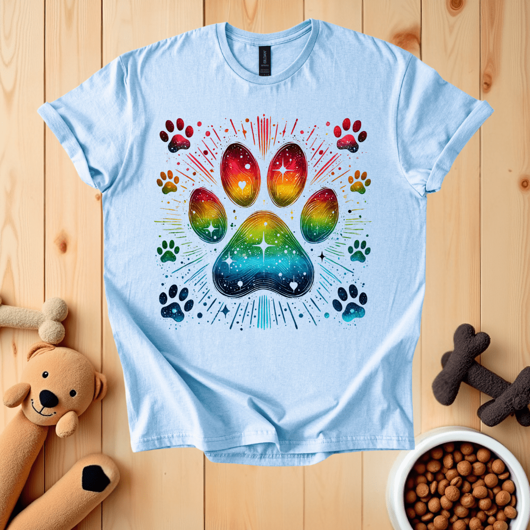 Light Blue / S Colorful Dog Paw T-Shirt