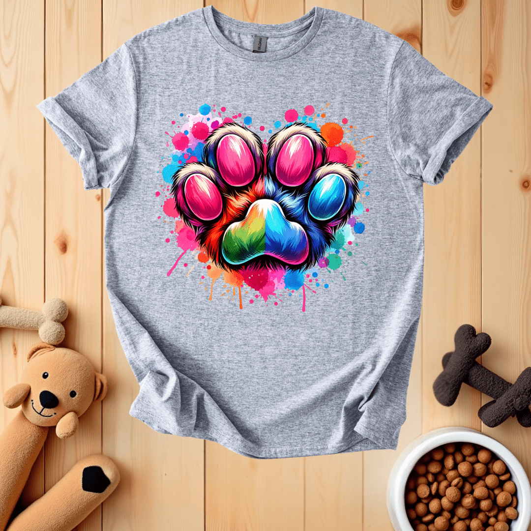 Sport Grey / S Colorful Dog Paw T-Shirt
