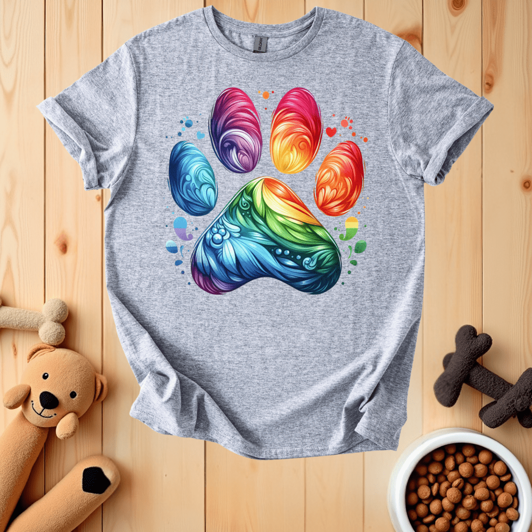 Sport Grey / S Colorful Dog Paw T-Shirt