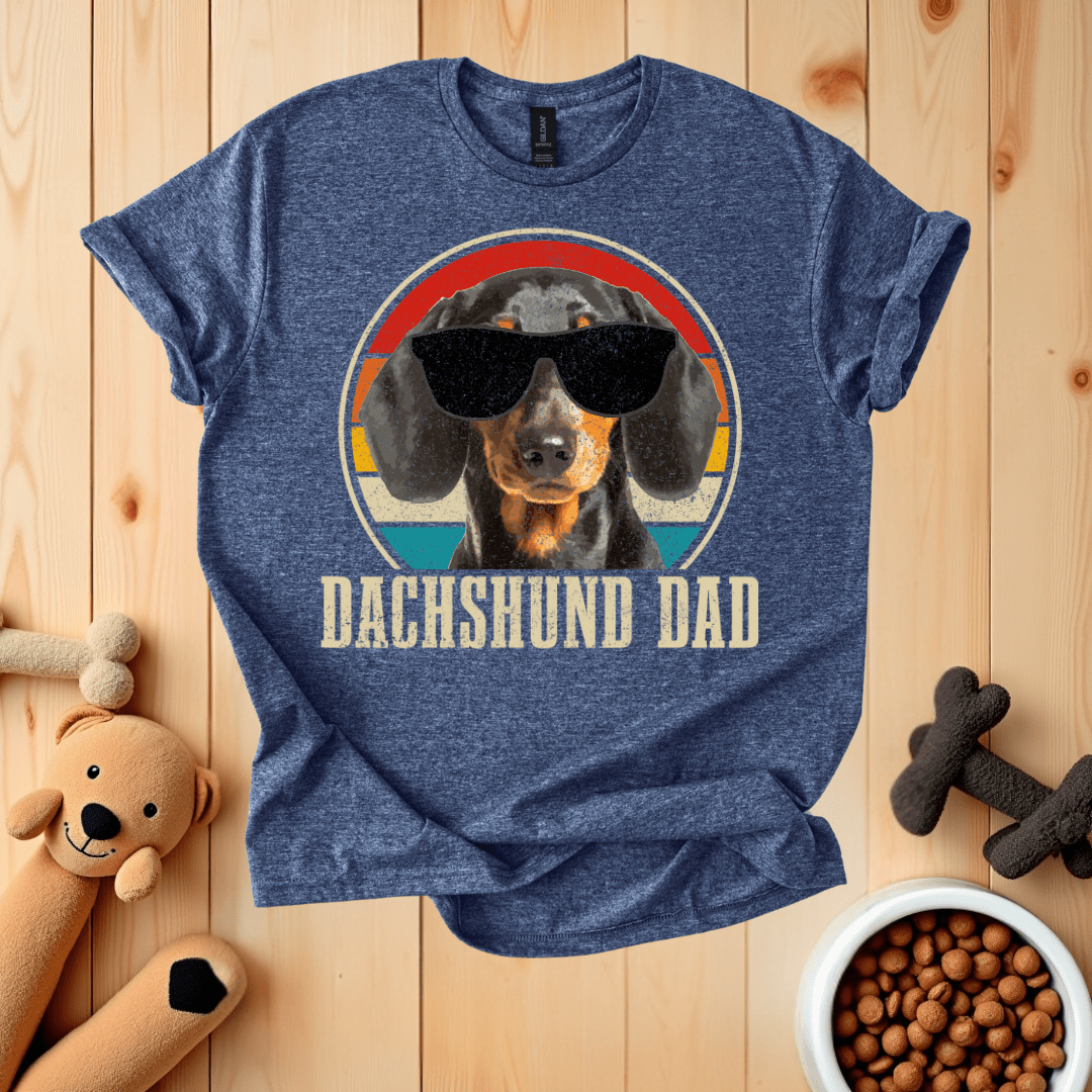 Heather Navy / S Dachshund Dad T-Shirt