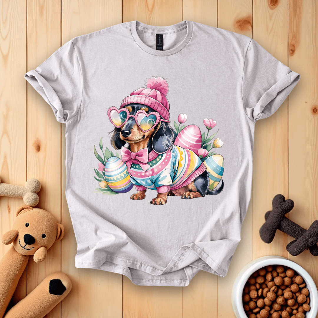 Ice Grey / S Dachshund Dog Happy Easter T-Shirt