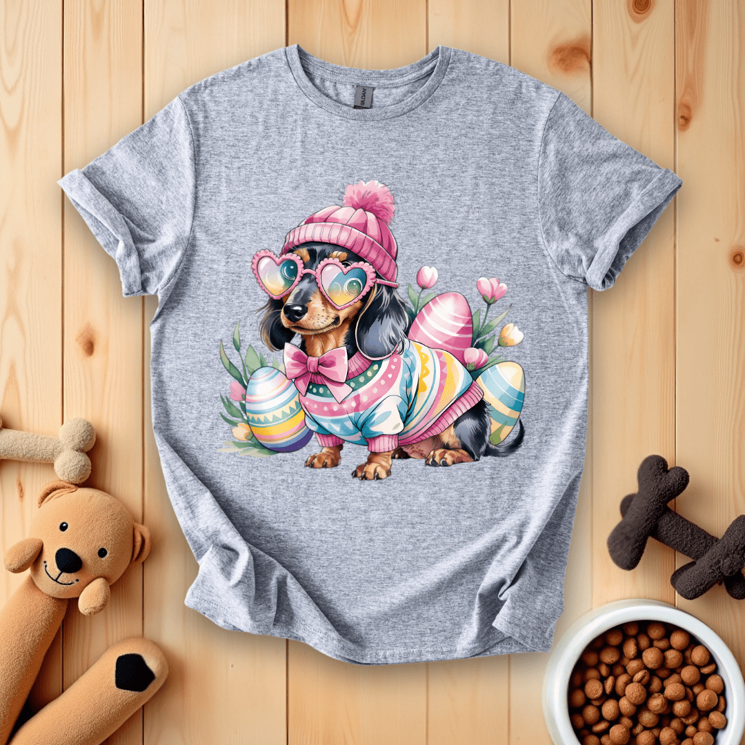 Sport Grey / S Dachshund Dog Happy Easter T-Shirt