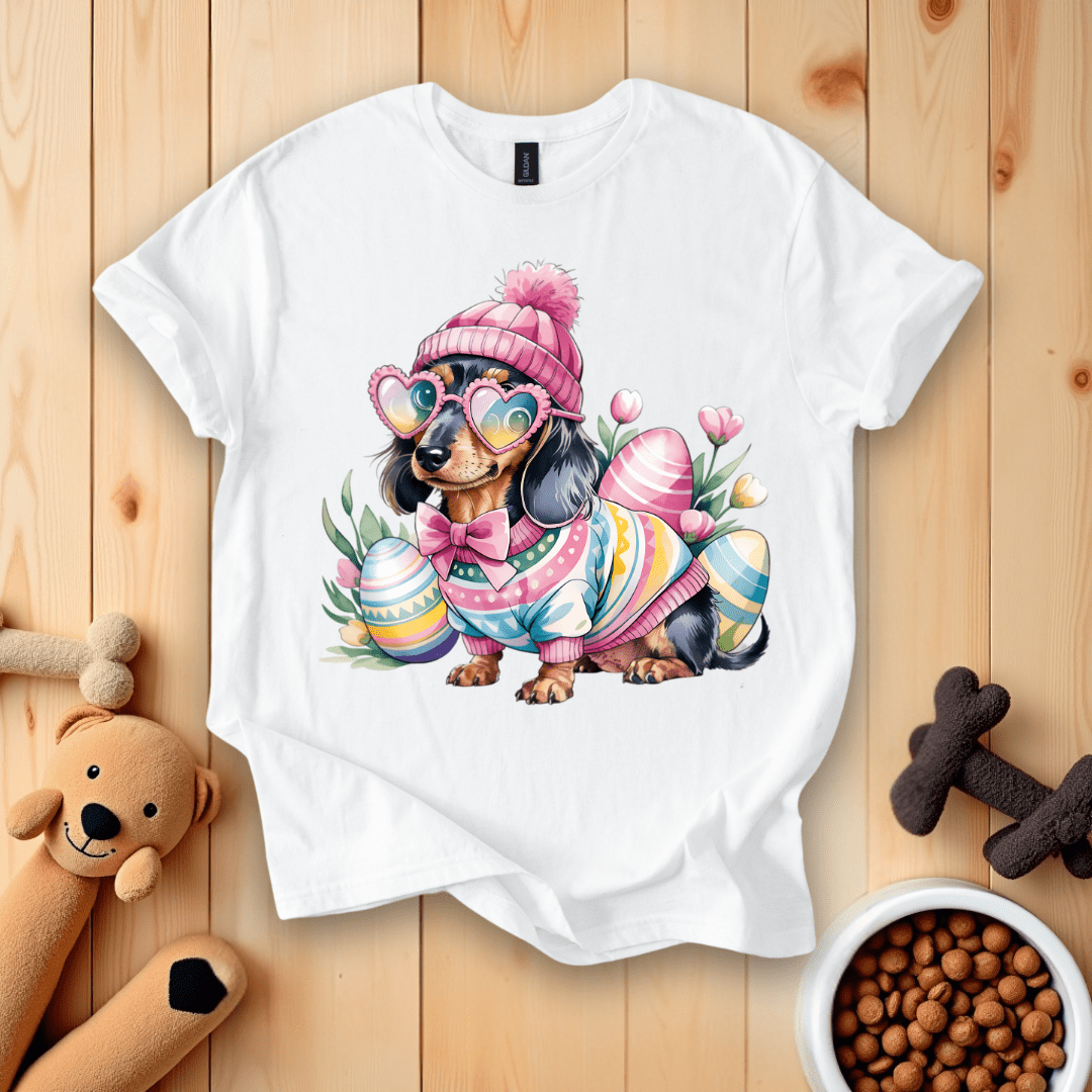 White / S Dachshund Dog Happy Easter T-Shirt