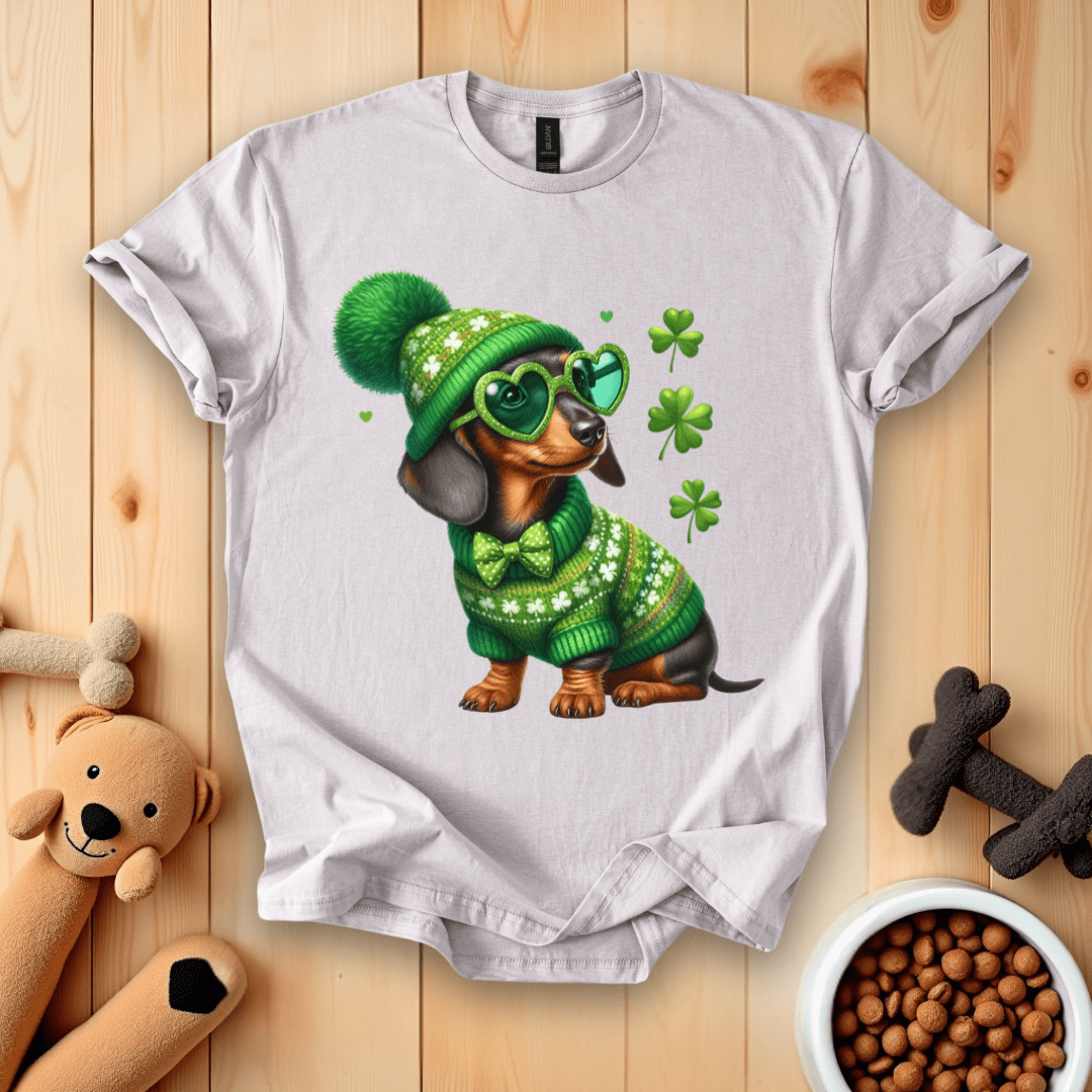 Ice Grey / S Dachshund Dog Happy St. Patricks Day T-Shirt