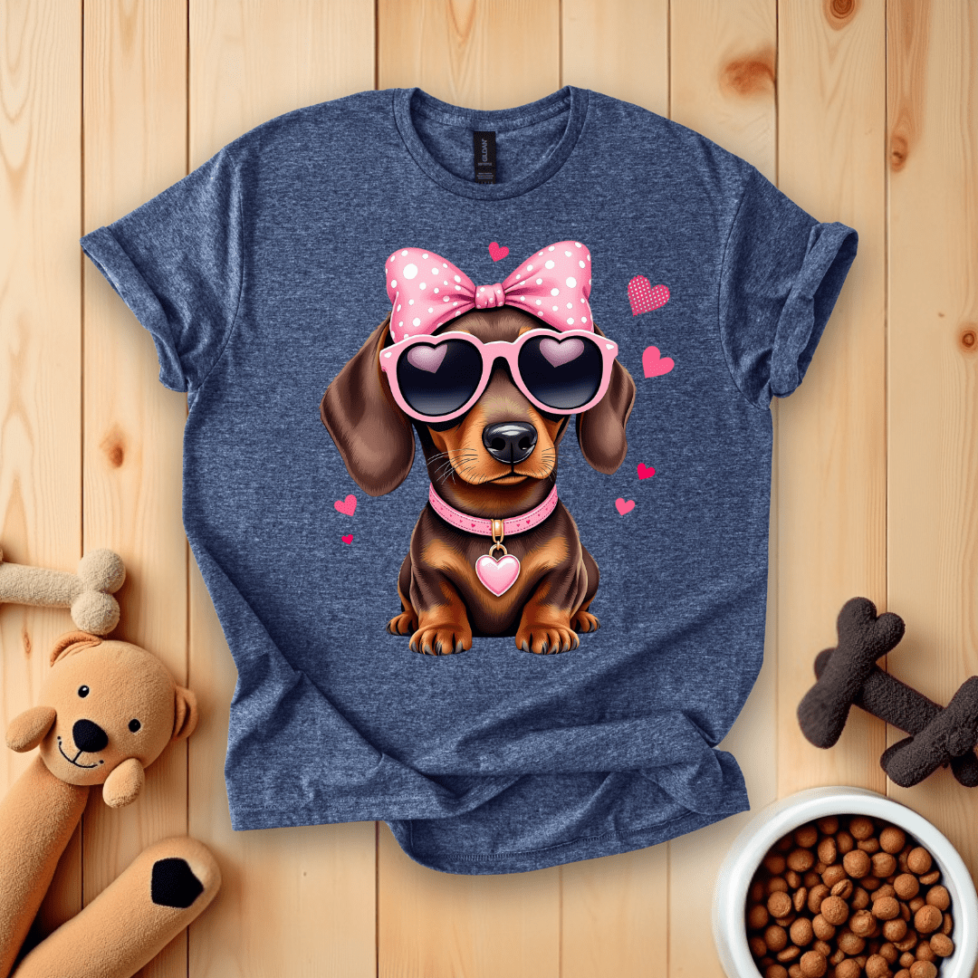 Heather Navy / S Dachshund Love T-Shirt