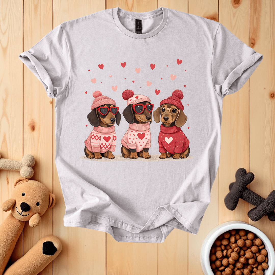 Ice Grey / S Dachshund Valentines Day T-Shirt