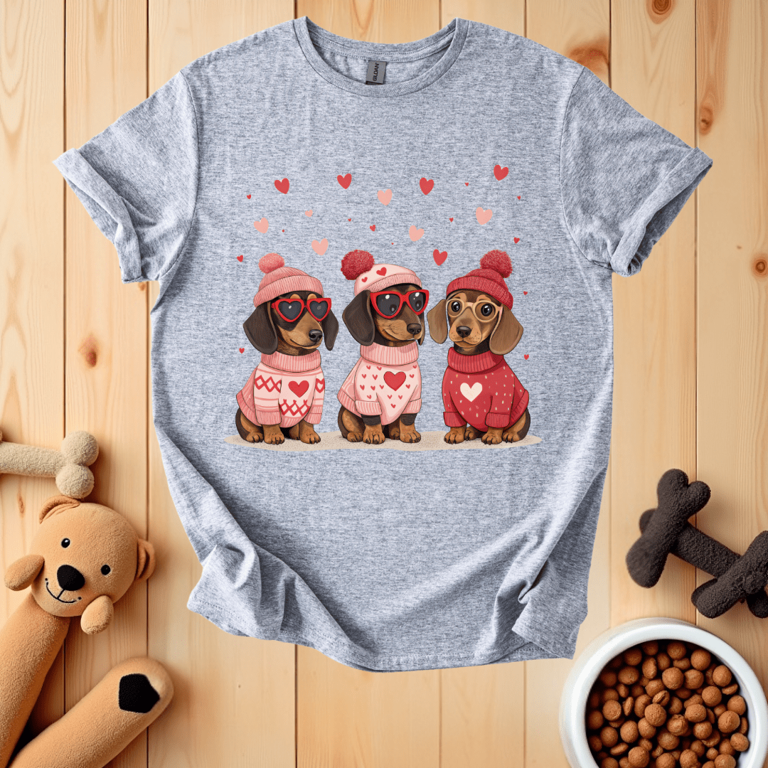 Sport Grey / S Dachshund Valentines Day T-Shirt