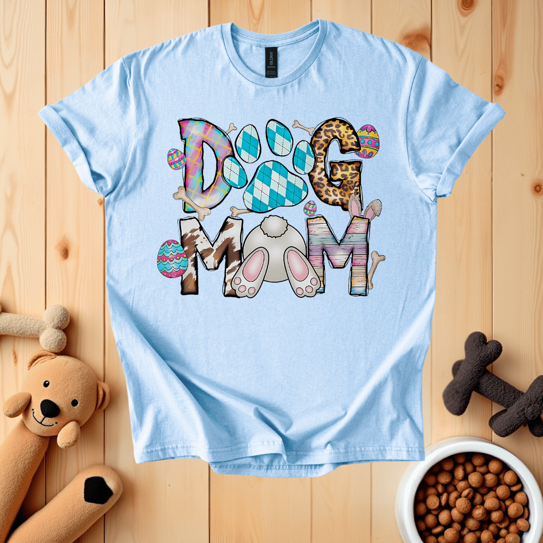 Light Blue / S Dog Mom Easter T-Shirt