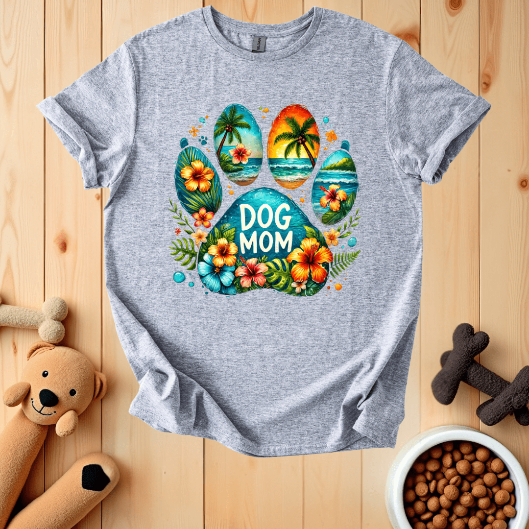 Sport Grey / S Dog Mom Hawaiian Paw T-Shirt