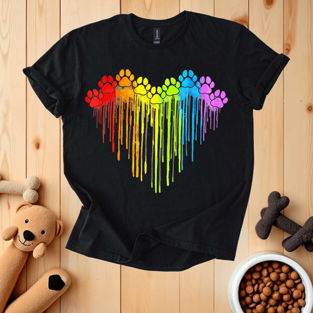 Black / S Dog Paw Heart T-Shirt