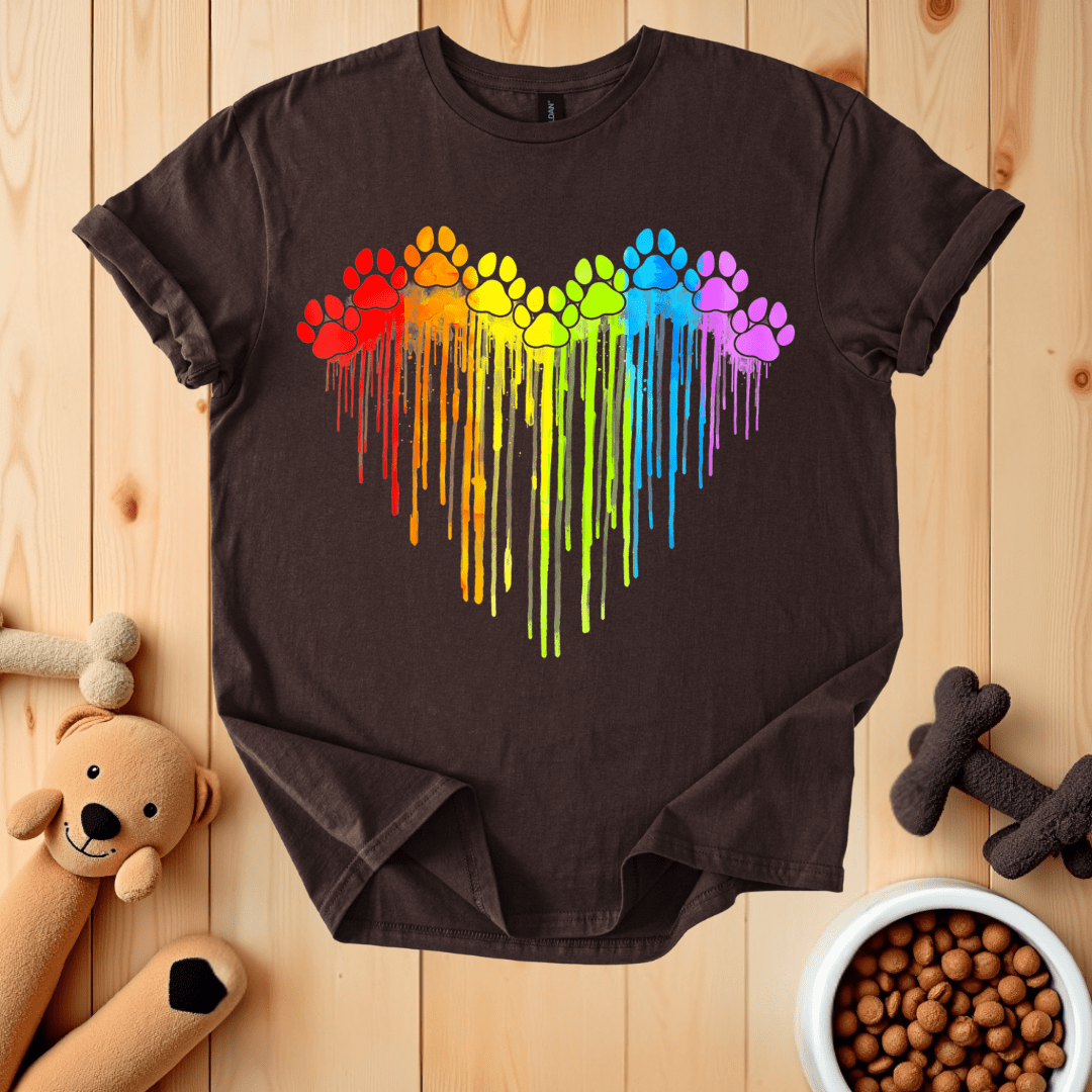 Dark Chocolate / S Dog Paw Heart T-Shirt