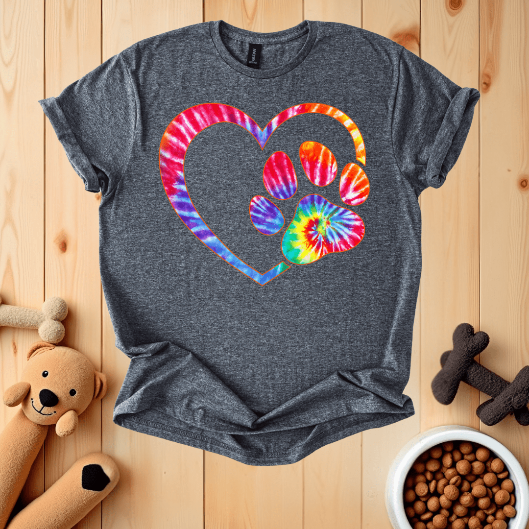 Dark Heather / S Dog Paw Heart T-Shirt