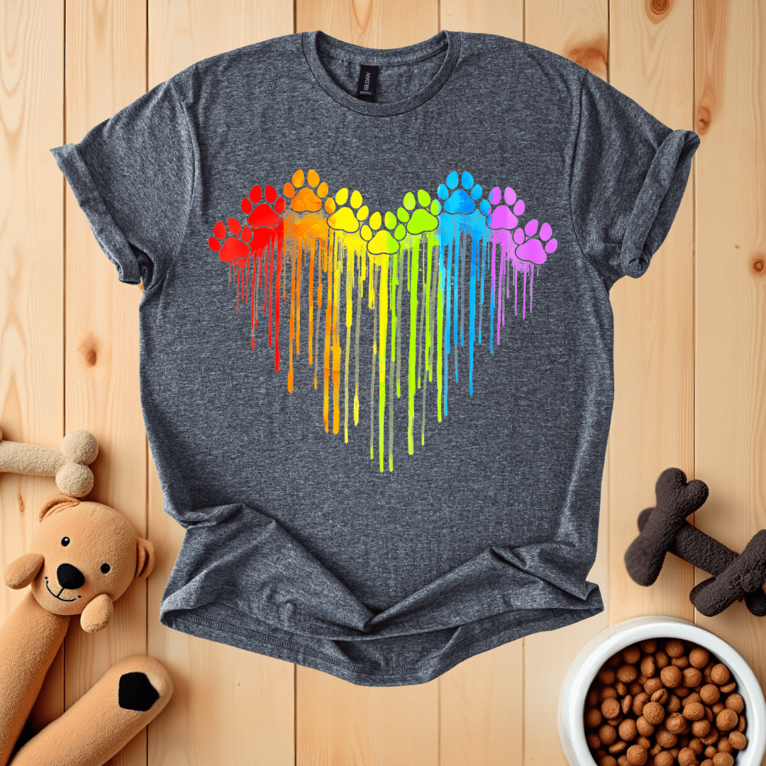 Dark Heather / S Dog Paw Heart T-Shirt