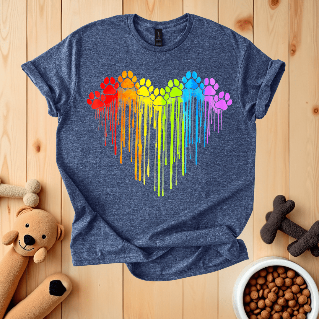 Heather Navy / S Dog Paw Heart T-Shirt
