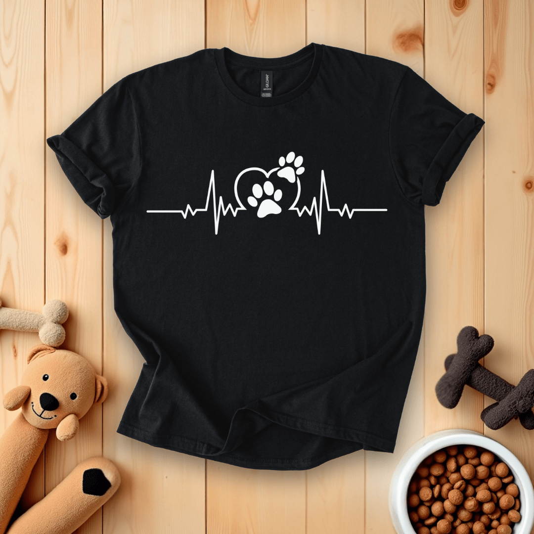 Black / S Dog Paw Heartbeat T-Shirt