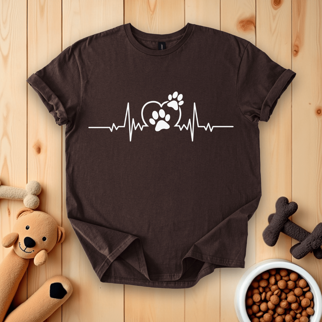 Dark Chocolate / S Dog Paw Heartbeat T-Shirt